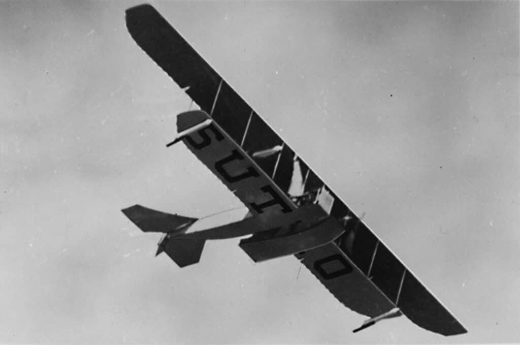 Alameda Post - an early airplane flying near Sunset Field