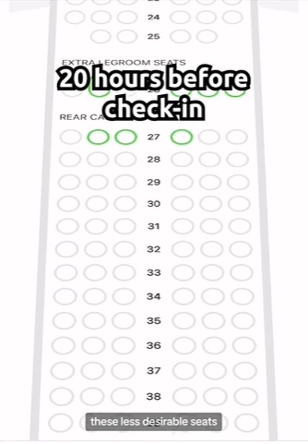 The video advises travellers not to book their seats straight away once check-in opens, explaining 'if you leave checking in much later, you’re more likely to get the GOOD seats that are left behind due to their expense'