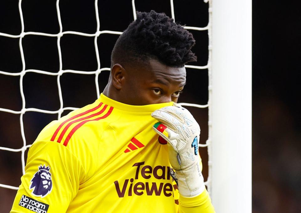 Andre Onana was forced off late in Cameroon's win over Mauritius (Action Images via Reuters)