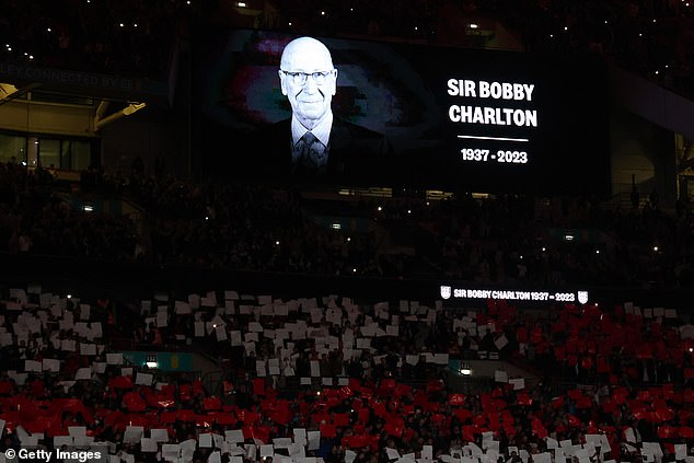 Wembley remembered England and Man United legend Sir Bobby Charlton pre-match