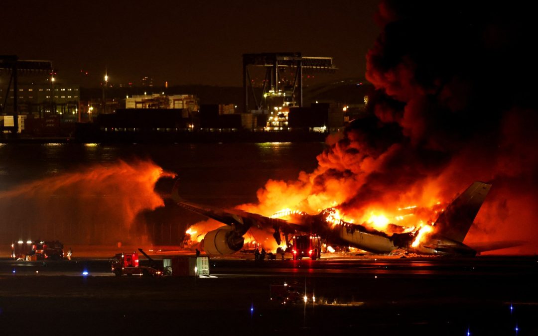 Japan Airlines plane catches fire on Tokyo runway