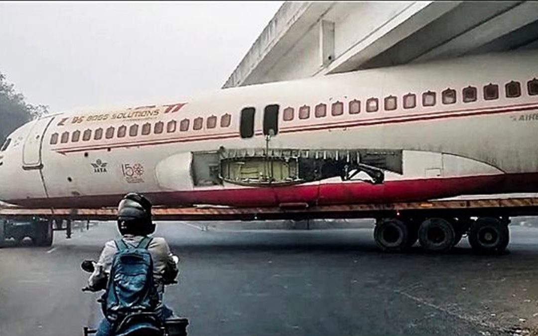 Watch: Scrapped plane on truck gets stuck beneath bridge in Biharâs Motihari