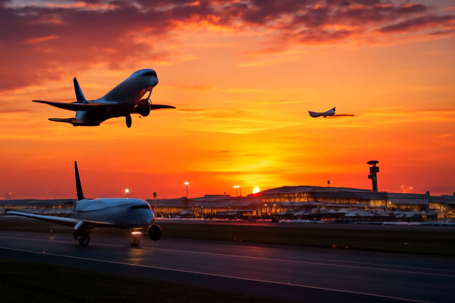 place where aeroplanes take off and land